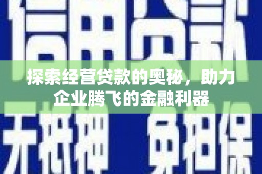 尖石探索经营贷款的奥秘，助力企业腾飞的金融利器