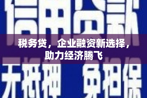 尖石税务贷，企业融资新选择，助力经济腾飞