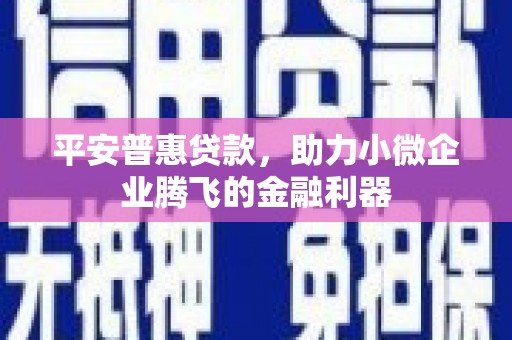 尖石平安普惠贷款，助力小微企业腾飞的金融利器