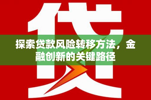 尖石探索贷款风险转移方法，金融创新的关键路径