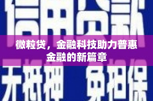 尖石微粒贷，金融科技助力普惠金融的新篇章