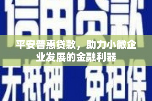 尖石平安普惠贷款，助力小微企业发展的金融利器